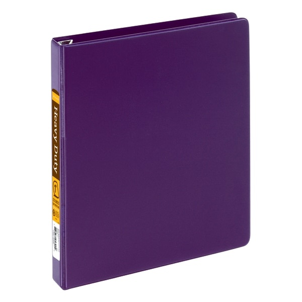 slide 1 of 5, Office Depot Heavy-Duty Easy-Open 3-Ring Binder, 1'' D-Rings, 49% Recycled, Purple, 1 in