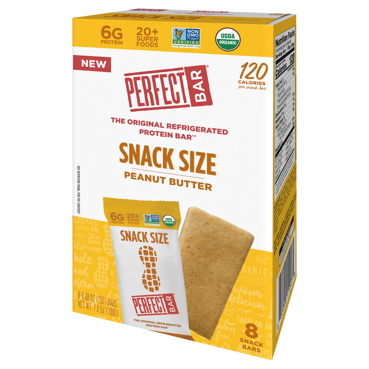 slide 2 of 9, Perfect Bar Mini Gluten-Free Peanut Butter Protein Bar, Organic, 8 count, .88 oz, 8 ct