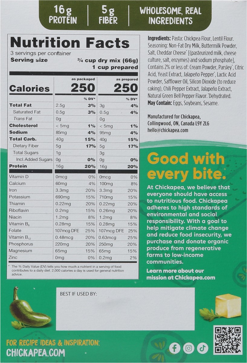 slide 8 of 9, Chickapea White Cheddar Jalapeno Pasta Dish, 7 oz