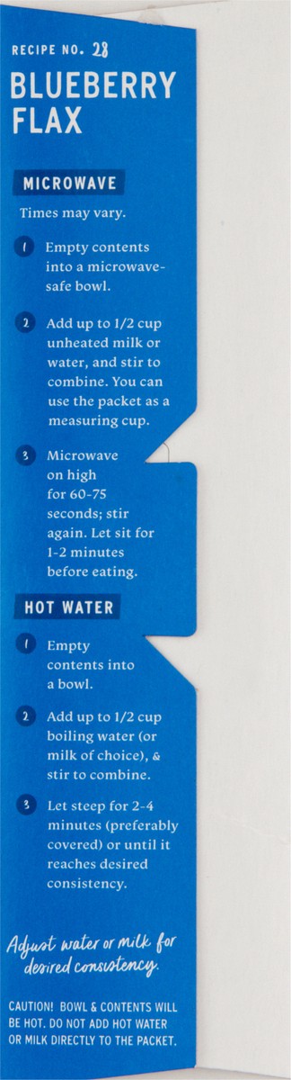 slide 6 of 9, Purely Elizabeth Recipe No. 28 Blueberry Flax Superfood Oatmeal with Prebiotic Fiber 6 - 1.52 oz Packets, 6 ct
