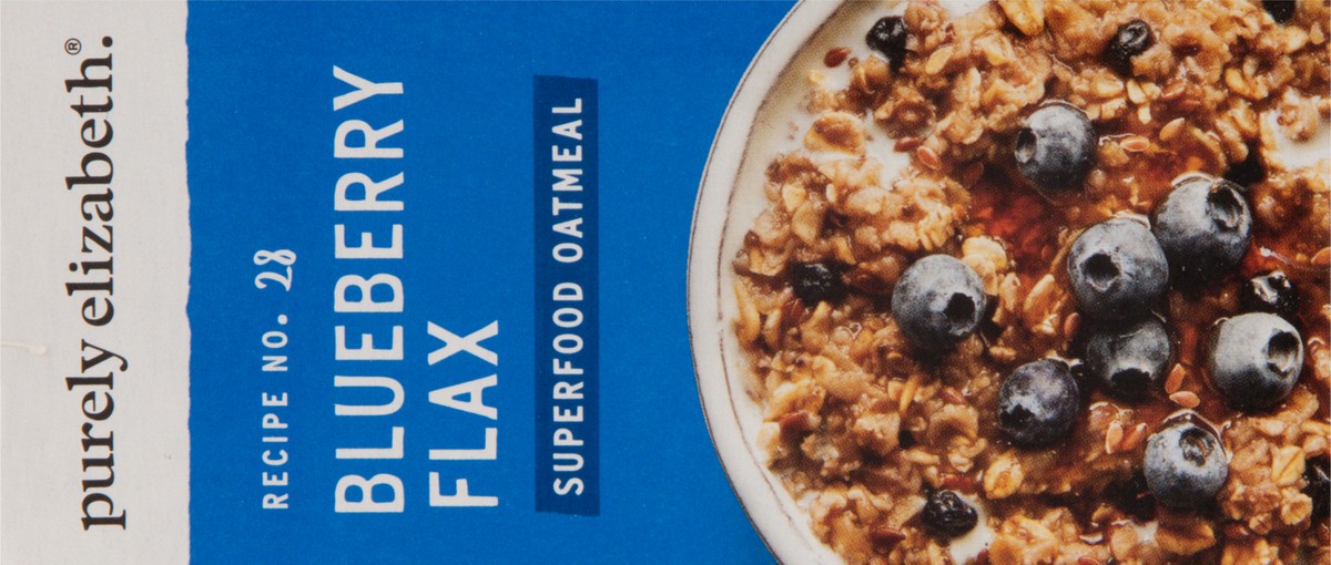 slide 3 of 9, Purely Elizabeth Recipe No. 28 Blueberry Flax Superfood Oatmeal with Prebiotic Fiber 6 - 1.52 oz Packets, 6 ct