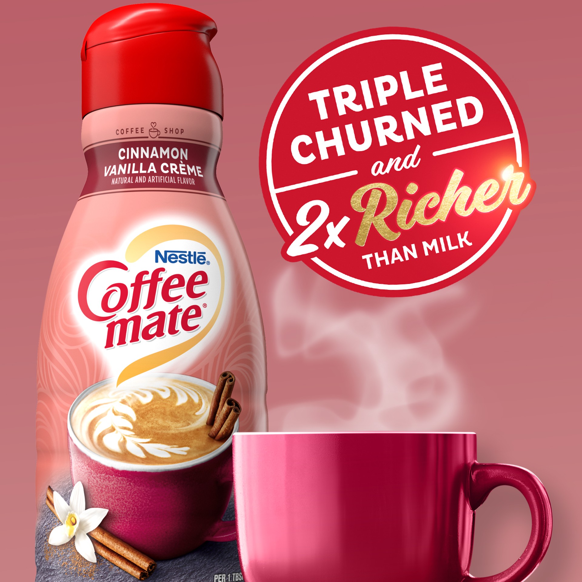 slide 3 of 6, Coffee mate Nestle Coffee mate Duo Cinnamon and Vanilla Creme Liquid Coffee Creamer, 32 oz