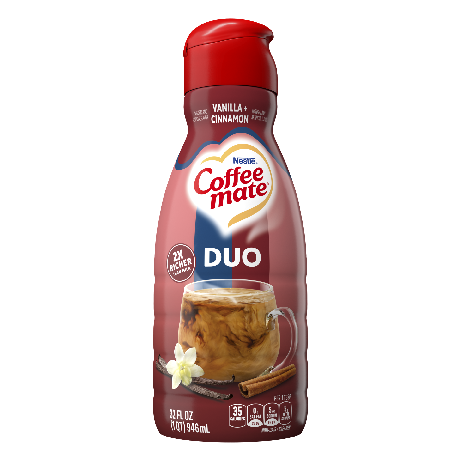 slide 1 of 6, Coffee mate Nestle Coffee mate Duo Cinnamon and Vanilla Creme Liquid Coffee Creamer, 32 oz