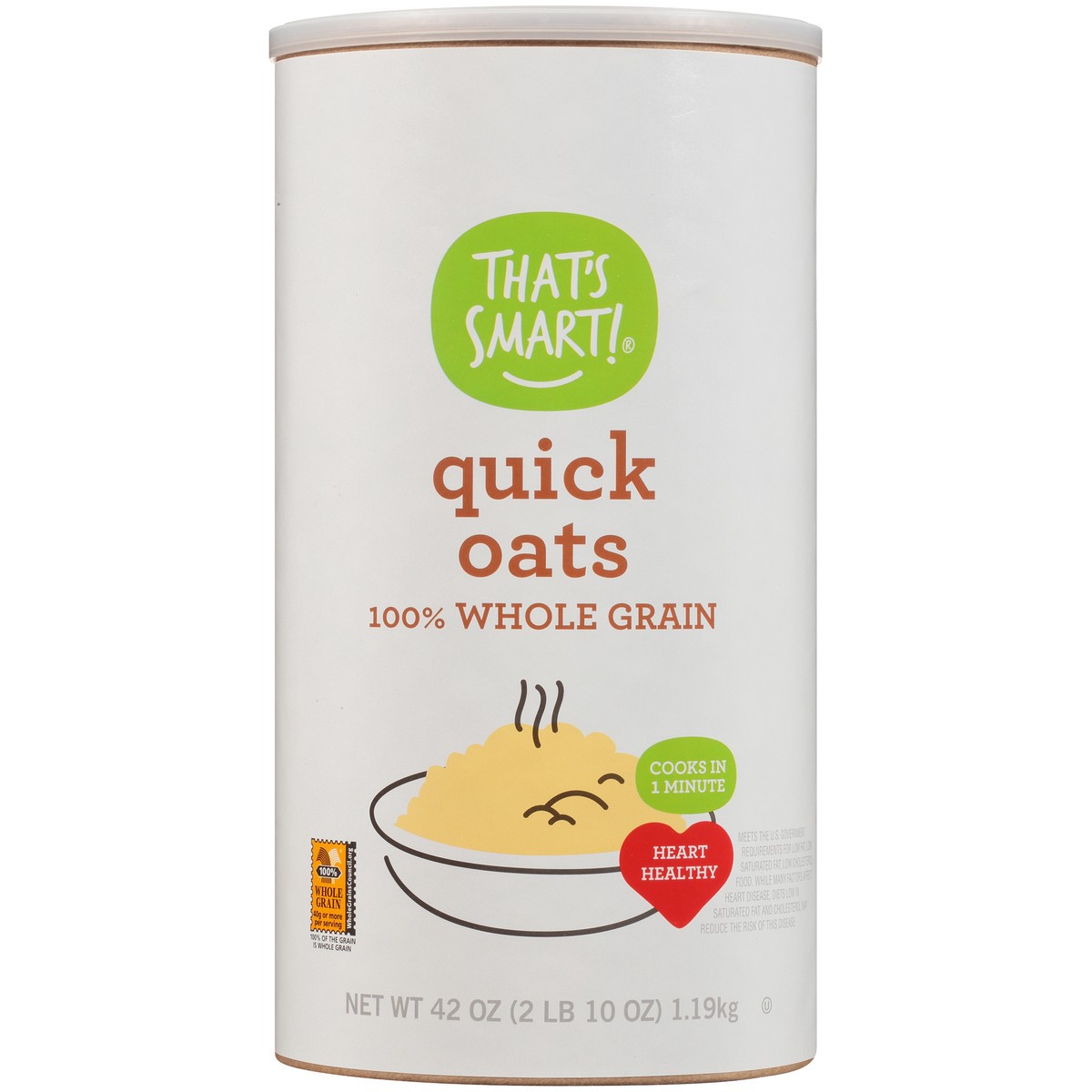 slide 3 of 15, That's Smart! 100% Whole Grain Quick Oats, 42 oz