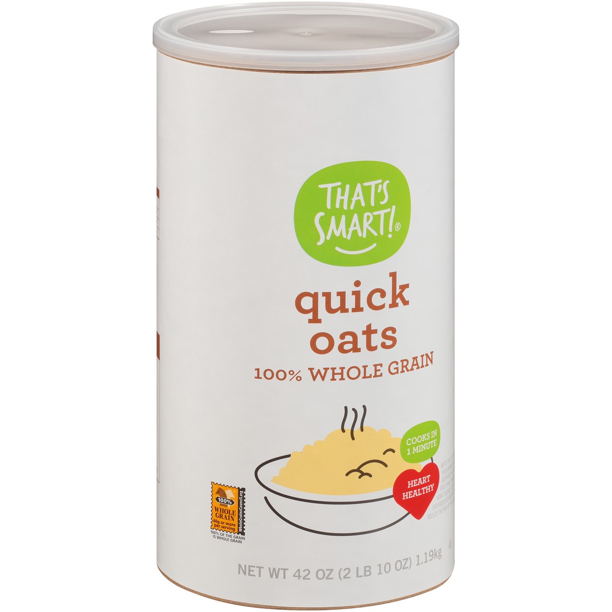 slide 6 of 15, That's Smart! 100% Whole Grain Quick Oats, 42 oz