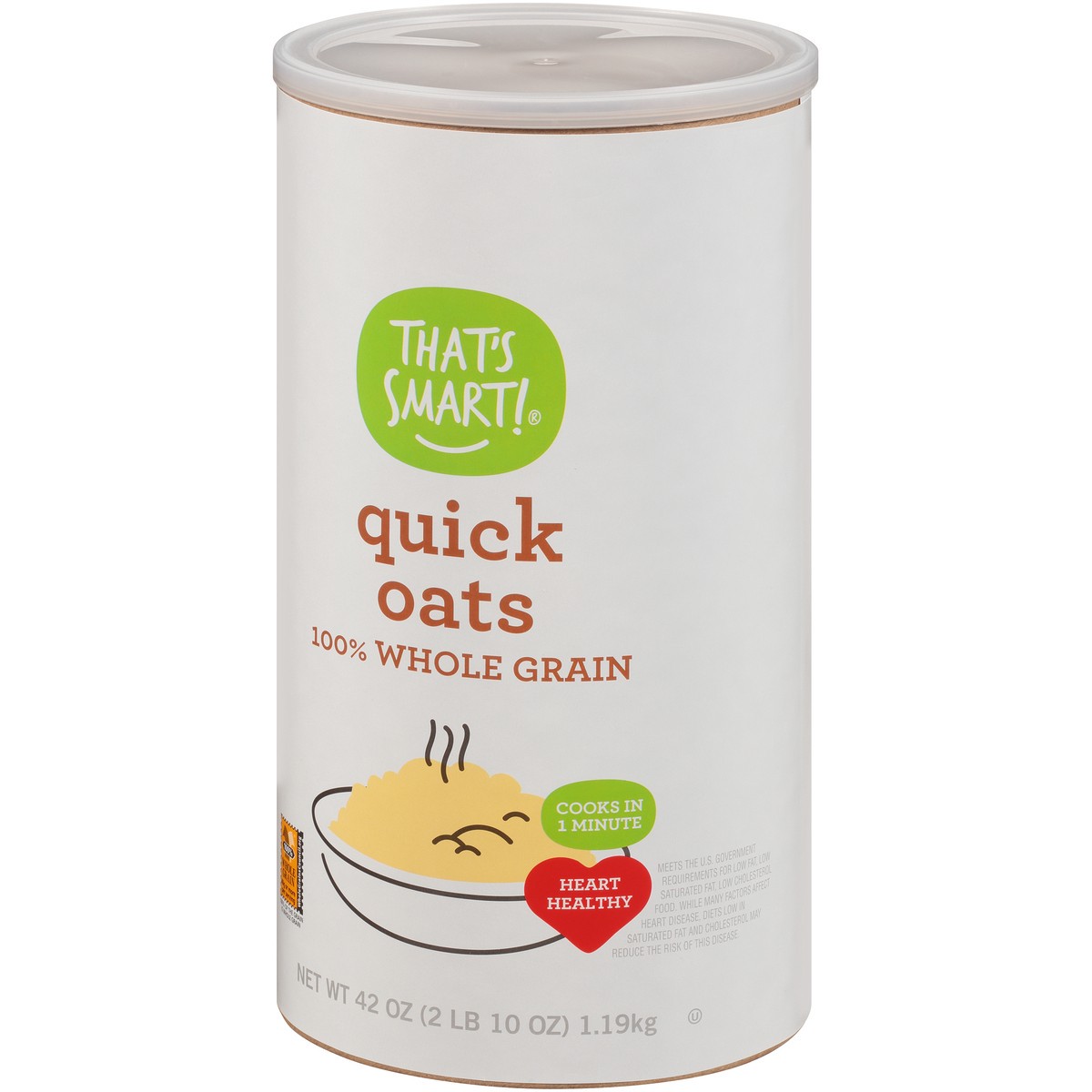 slide 7 of 15, That's Smart! 100% Whole Grain Quick Oats, 42 oz