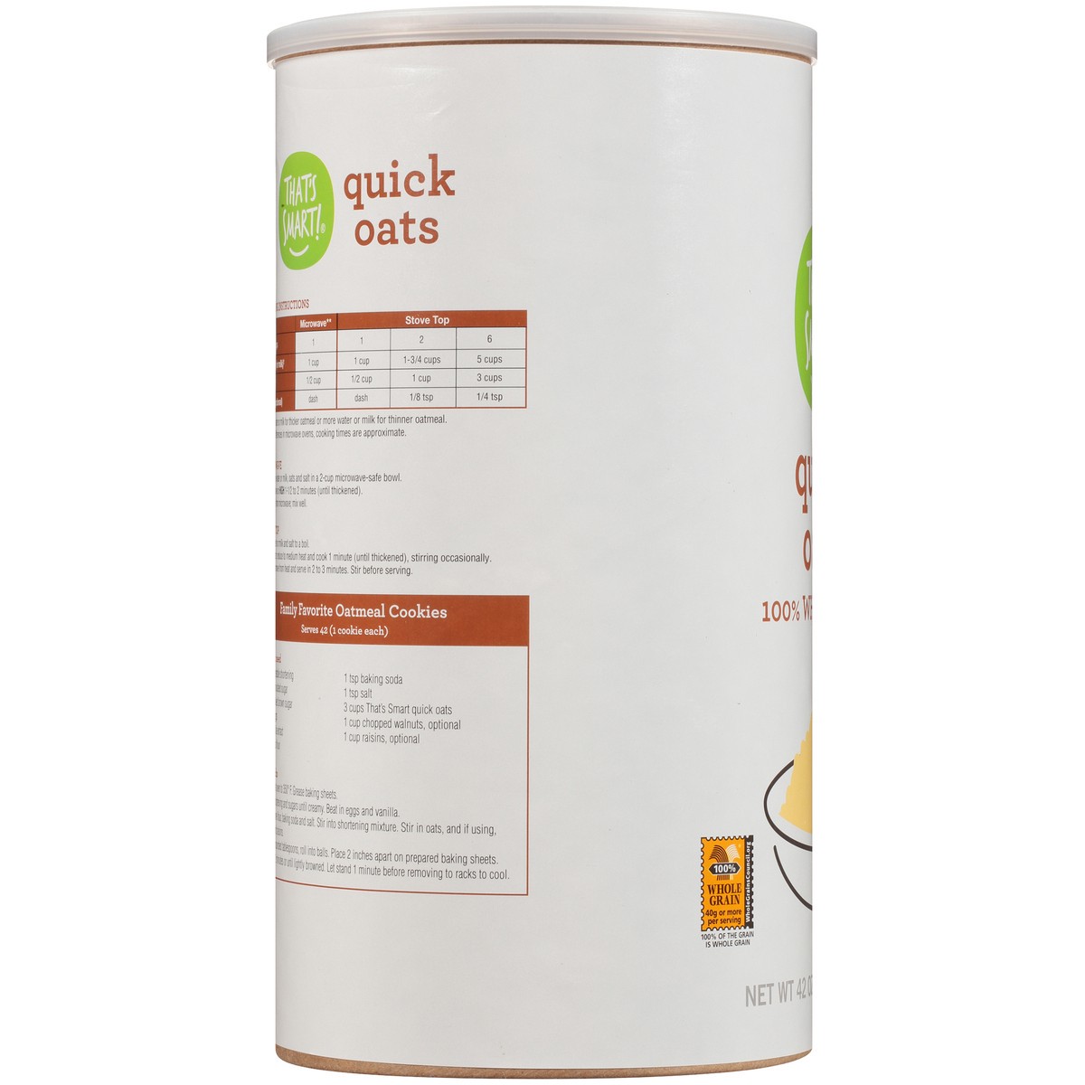 slide 8 of 15, That's Smart! 100% Whole Grain Quick Oats, 42 oz