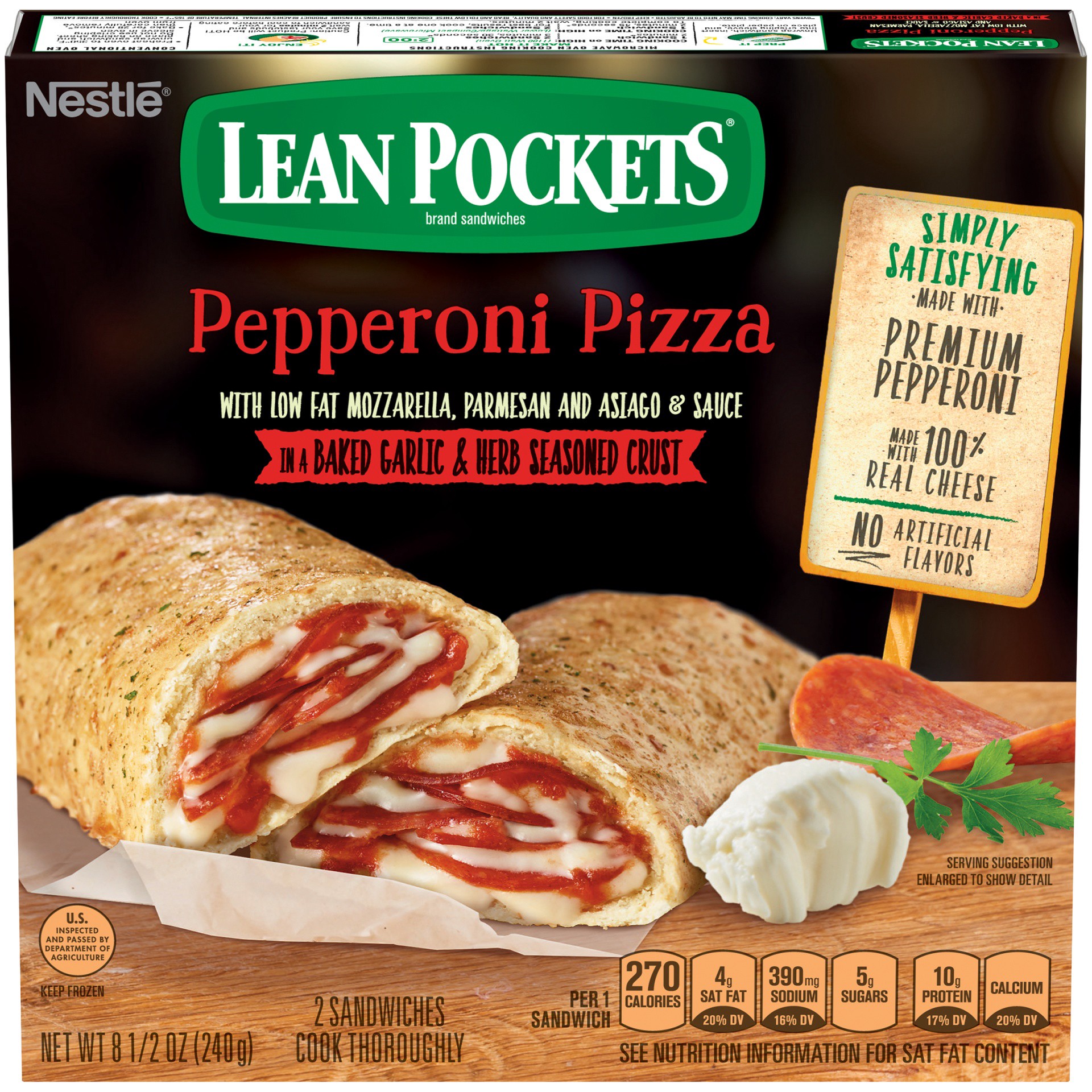 slide 5 of 10, Lean Pockets Pepperoni Pizza Stuffed Sandwiches, 2 ct