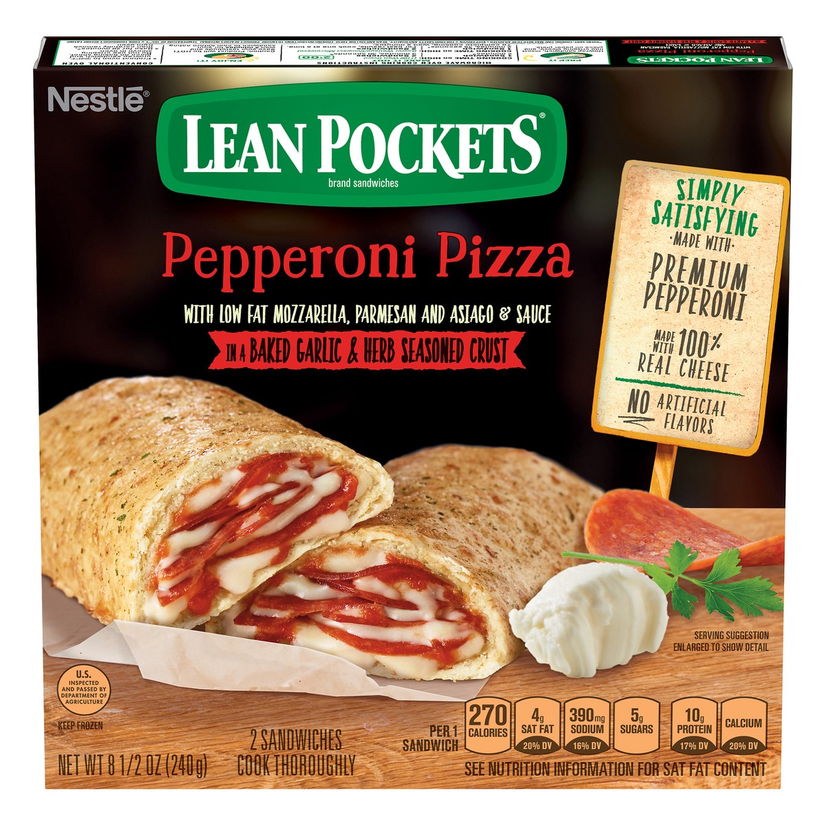 slide 1 of 10, Lean Pockets Pepperoni Pizza Stuffed Sandwiches, 2 ct