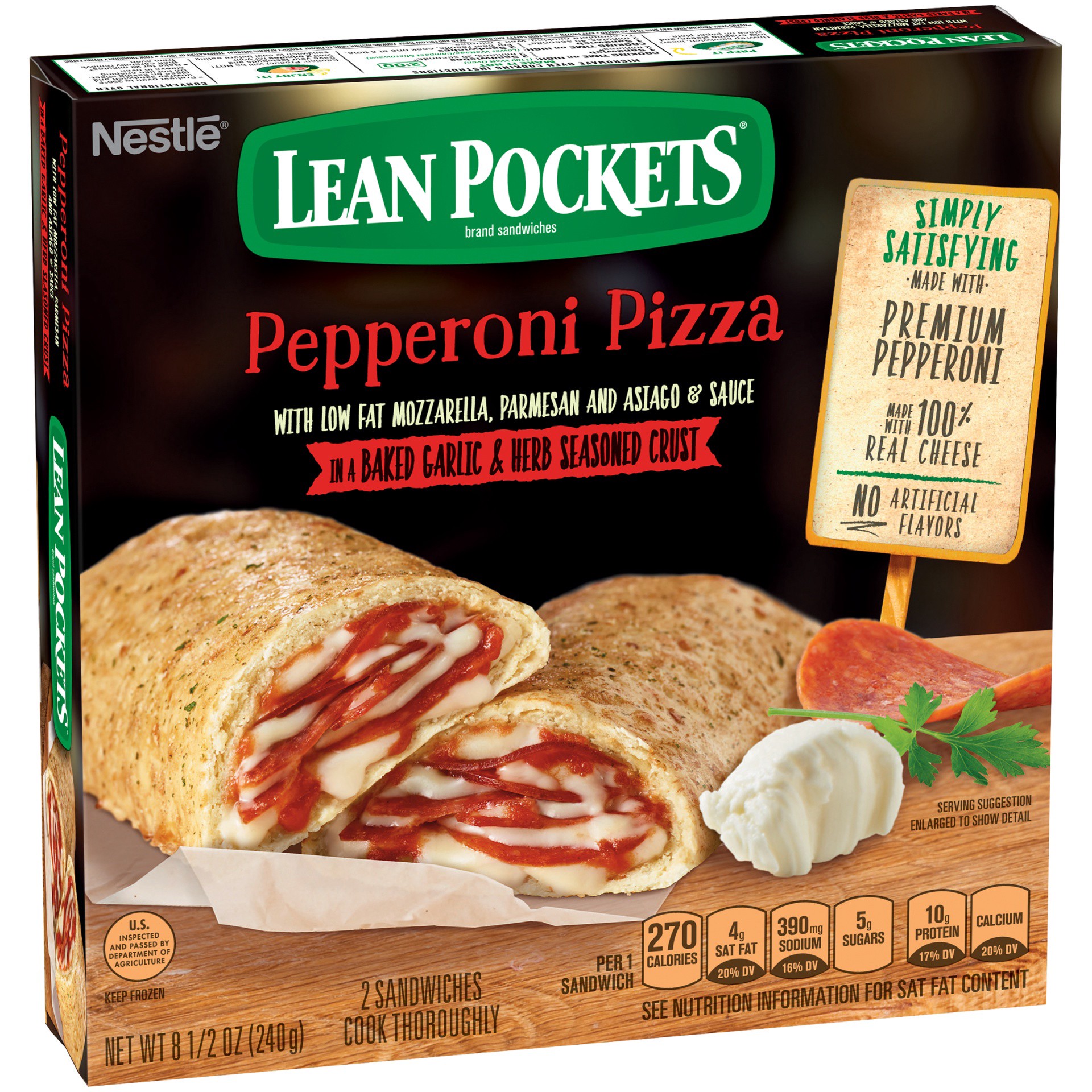 slide 6 of 10, Lean Pockets Pepperoni Pizza Stuffed Sandwiches, 2 ct