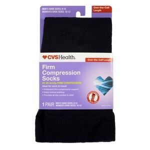slide 1 of 1, CVS Health Firm Compression Socks, Over-The-Calf Length, 1 ct