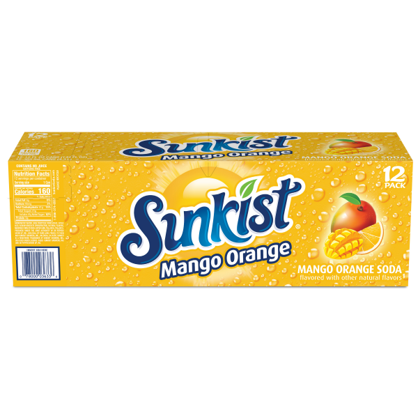 slide 13 of 13, Sunkist mango orange 12oz 12pk, 12 ct; 12 fl oz