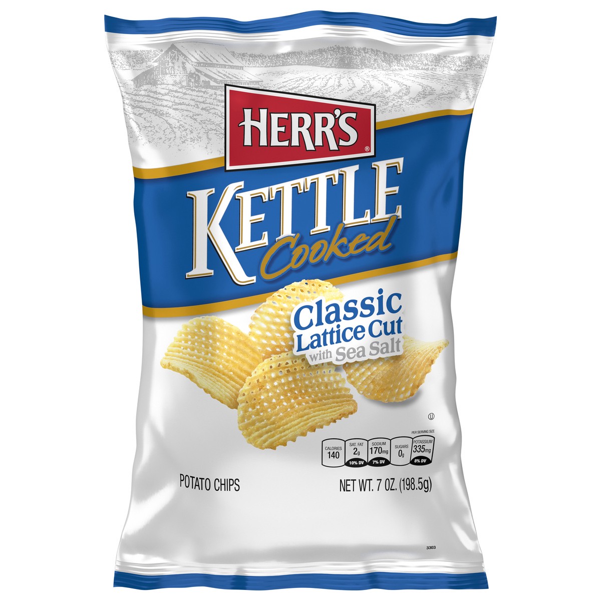 slide 14 of 14, Herr's Kettle Cooked Classic Lattice Cut with Sea Salt Potato Chips with Sea Salt 7 oz, 7 oz