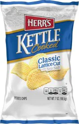 Herr's Kettle Cooked Classic Lattice Cut Potato Chips with Sea Salt - 7 oz