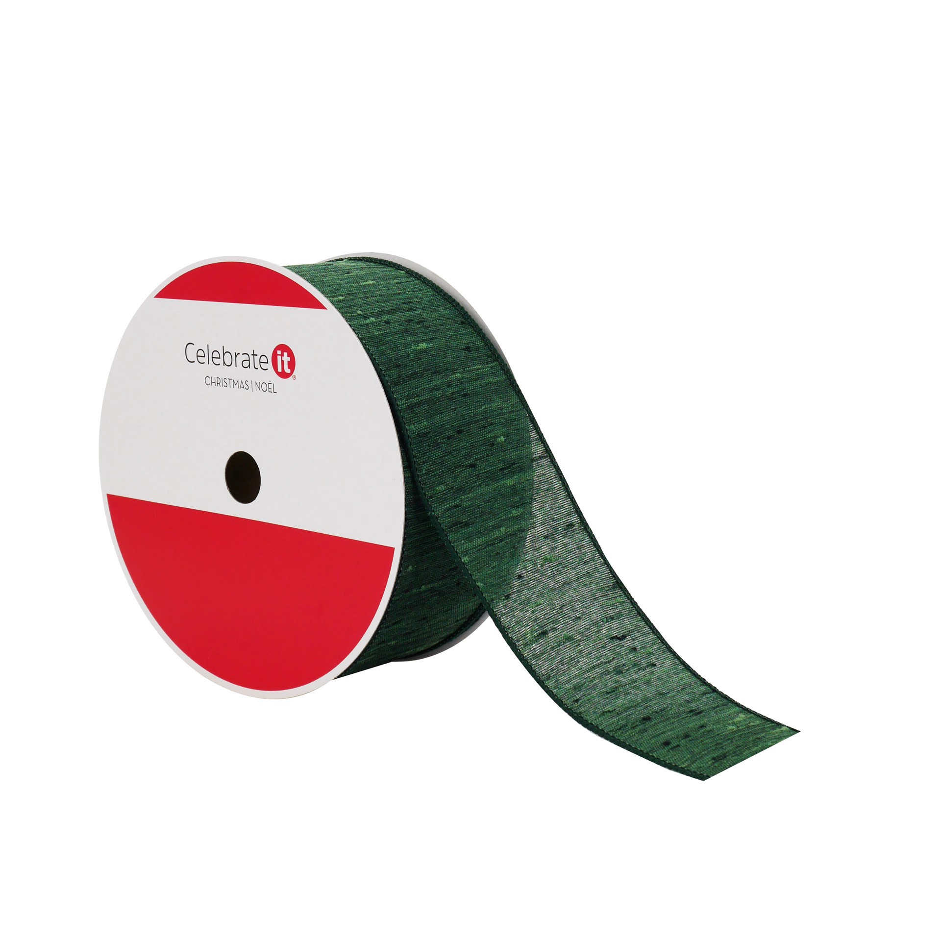 slide 2 of 3, 2.5" X 80ft. Green Faux Linen Wired Jumbo Ribbon By Celebrate It, 2.5 in x 80 ft