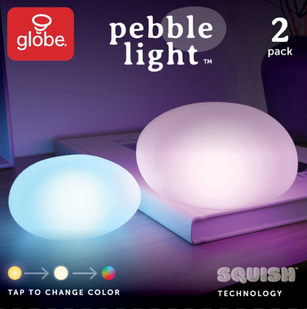 slide 2 of 3, Globe Pebble Outdoor Tap Lights, 2 ct