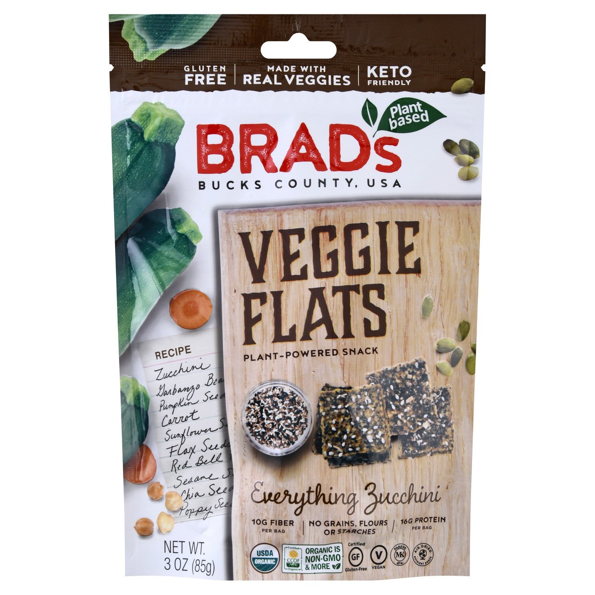slide 1 of 12, Brad's Everything Zucchini Veggie Flats 3 oz, 3 oz