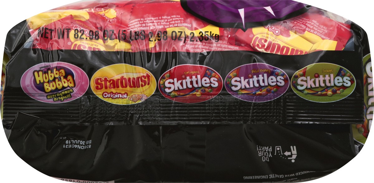 slide 8 of 10, Wrigley's Skittles, Starburst, and Hubba Bubba Gum Halloween Candy Bag, 200 Fun Size Pieces, 82.98 ounces, 82.98 oz