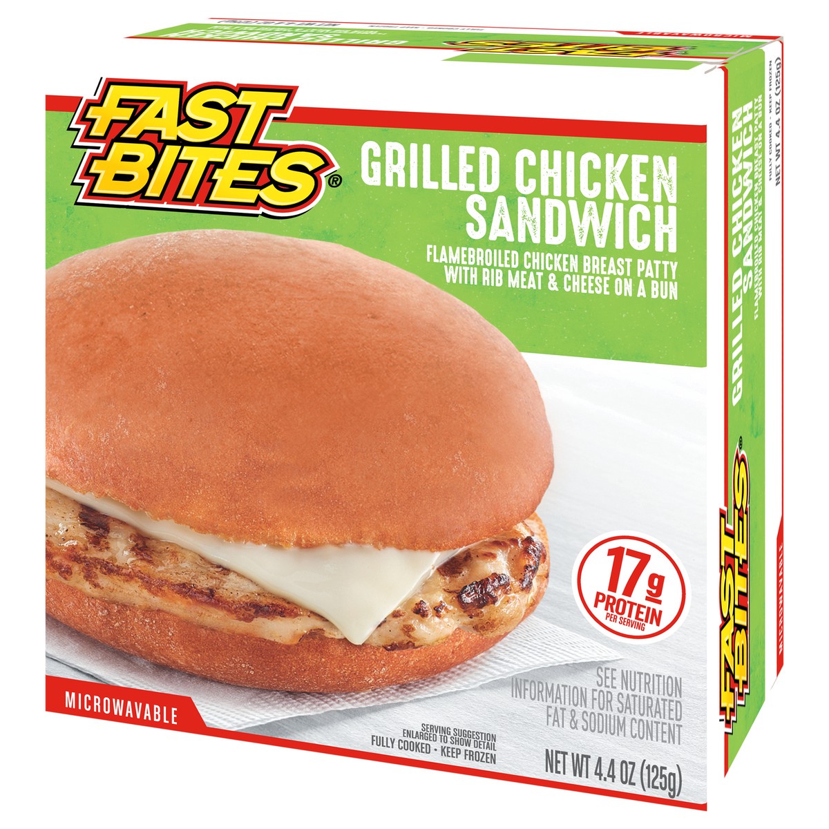 slide 3 of 11, Fast Bites Flamebroiled Grilled Chicken Sandwich, 4.4 oz