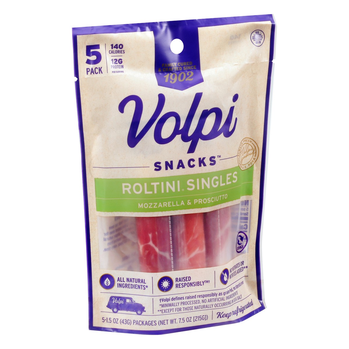 slide 4 of 9, Volpi Keto-Friendly Volpi Roltini Singles with Mozzarella & Prosciutto 5pk, 5 ct