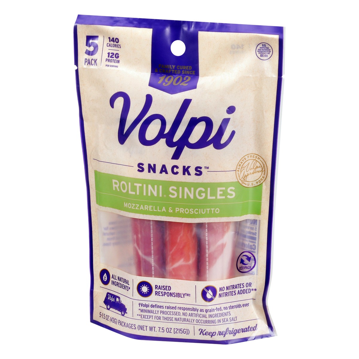 slide 8 of 9, Volpi Keto-Friendly Volpi Roltini Singles with Mozzarella & Prosciutto 5pk, 5 ct