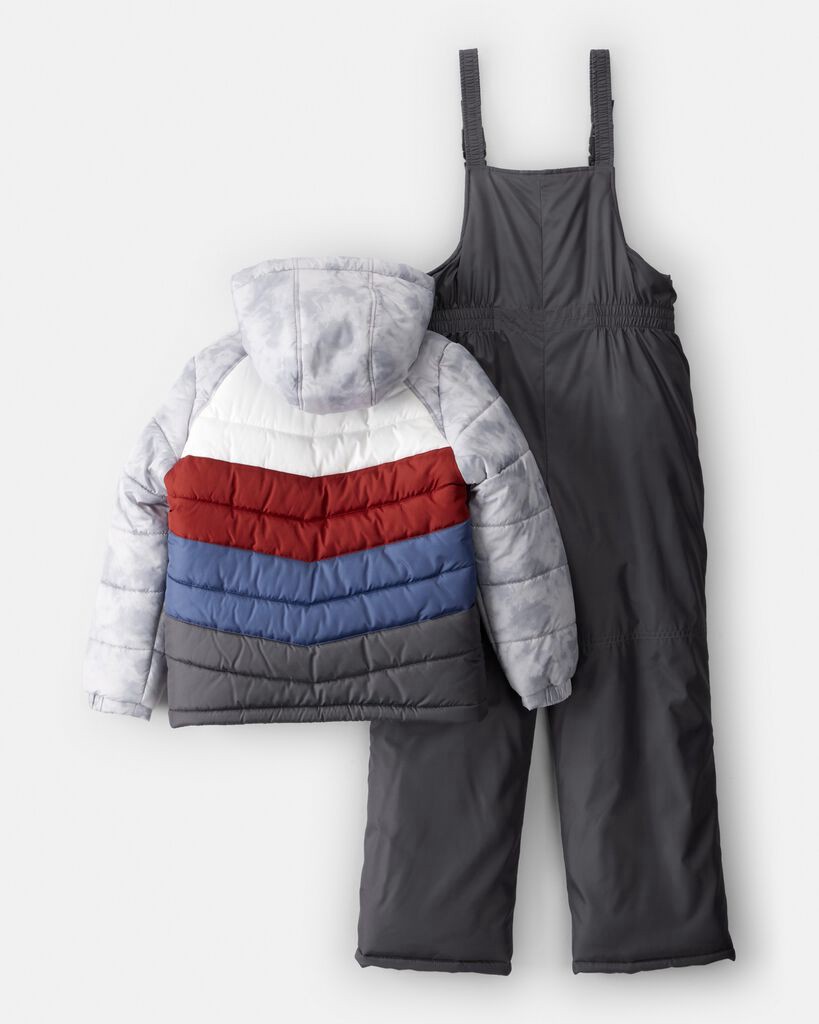 slide 6 of 6, Oshkosh Boys 2-Piece Color Block Hooded Snowsuit Jacket & Bib Set Multi 10, 2 pc