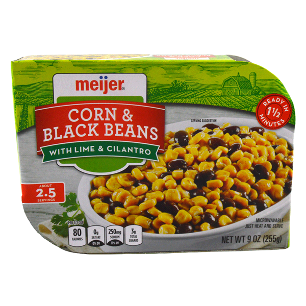 slide 1 of 1, Meijer Corn and Black Beans with Lime and Cilantro Vegetable Side, 9 oz