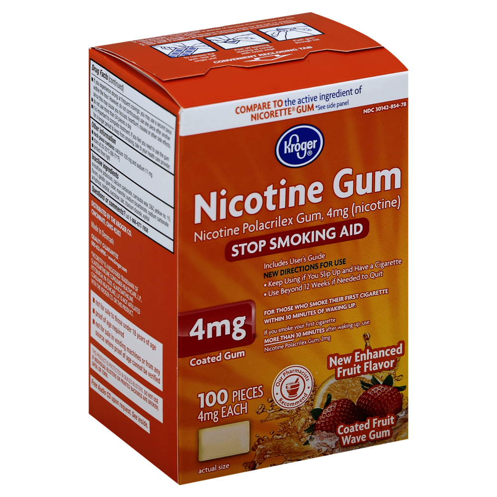 slide 1 of 1, Kroger Coated Fruit Wave Nicotine Gum 4 Mg, 100 ct