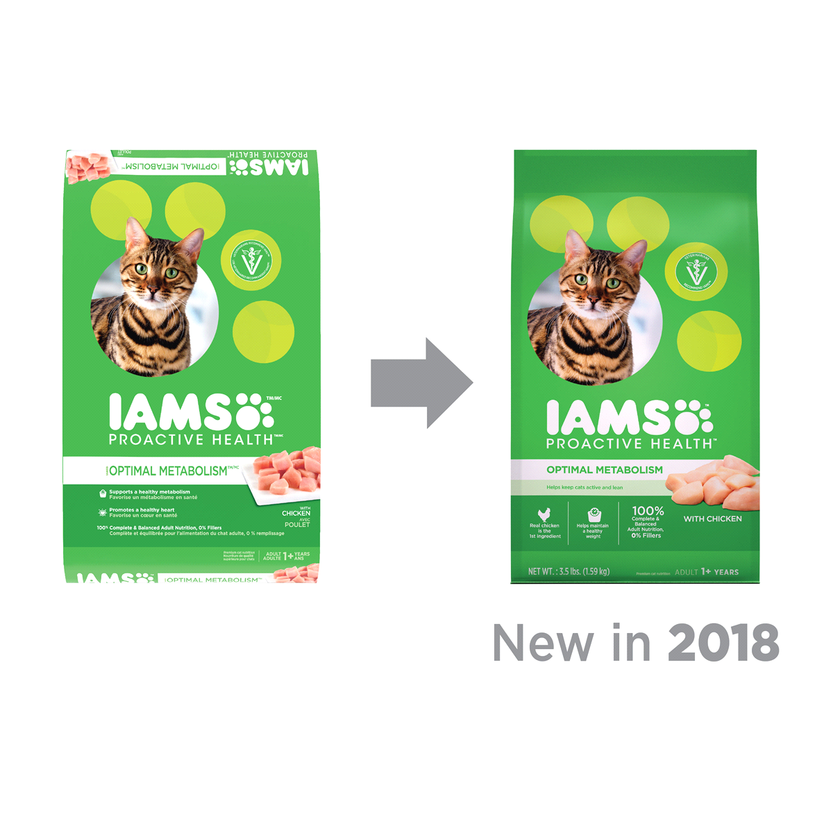slide 2 of 4, IAMS Proactive Health Optimal Metabolism With Chicken Premium Adult Cat Food, 7 lb