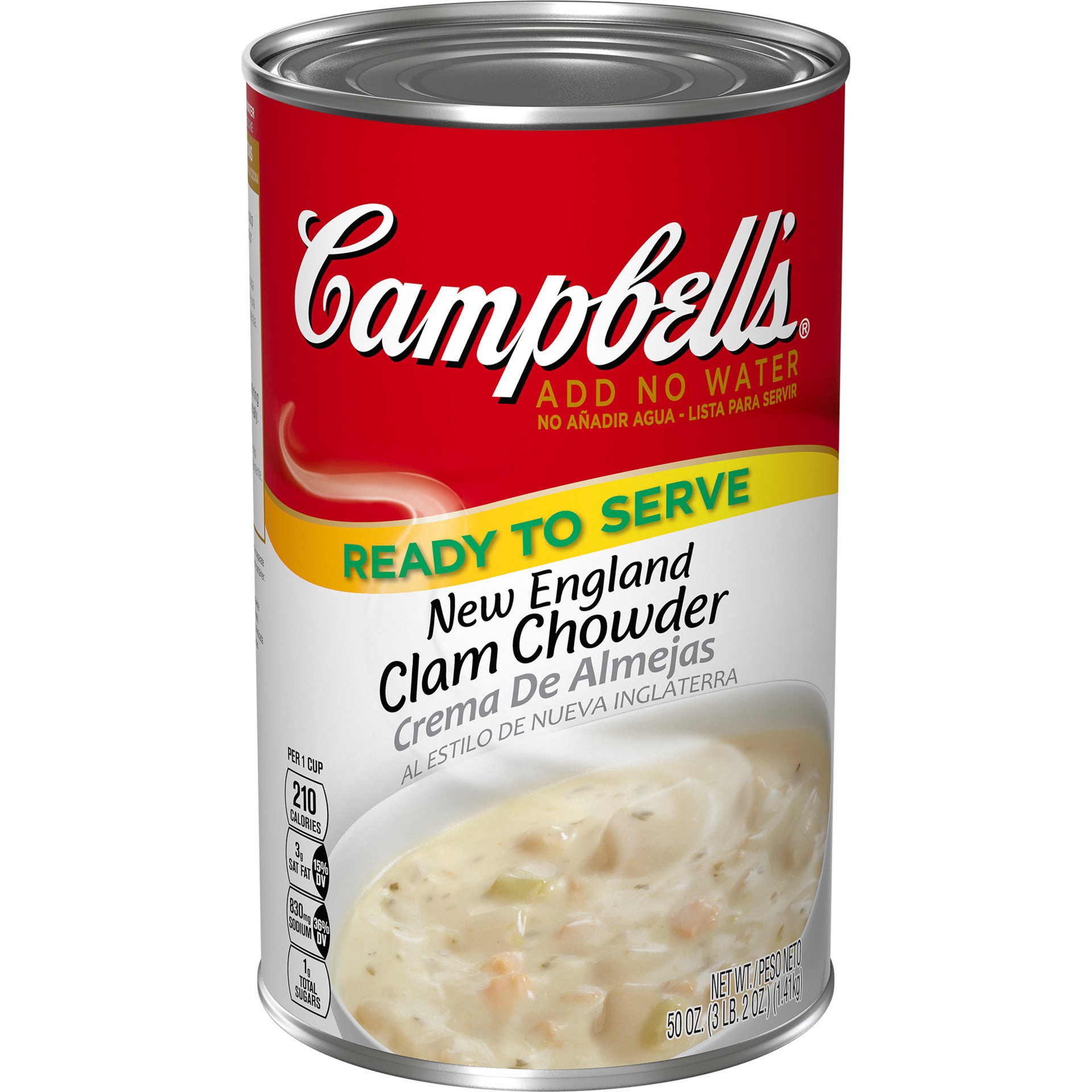 slide 1 of 3, Campbell's Ready to Serve New England Clam Chowder, 50 oz. Recyclable Can, 50 oz