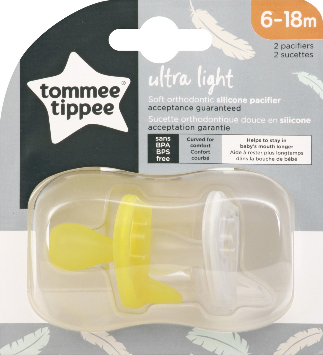 slide 2 of 9, Tommee Tippee Ultra Light Silicone Pacifiers, 2 ct