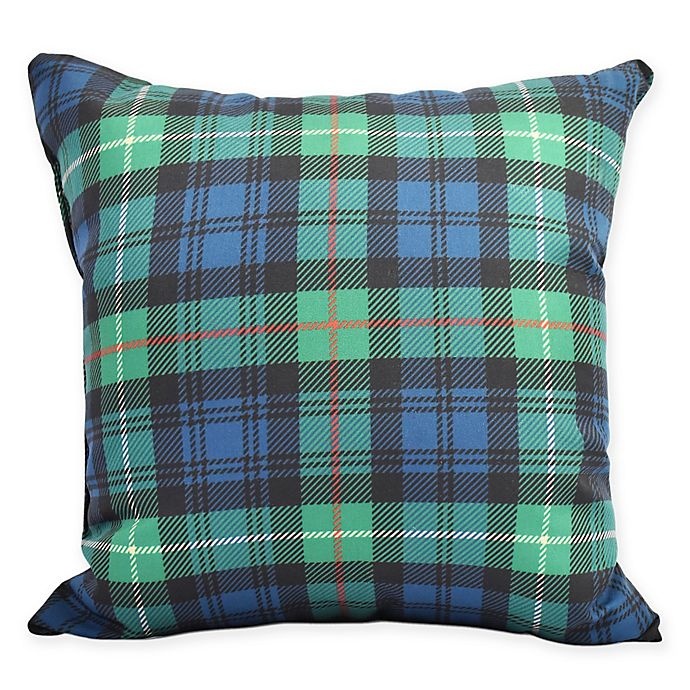 slide 1 of 2, E by Design Winter Resort Tartan Plaid Square Throw Pillow - Navy, 1 ct