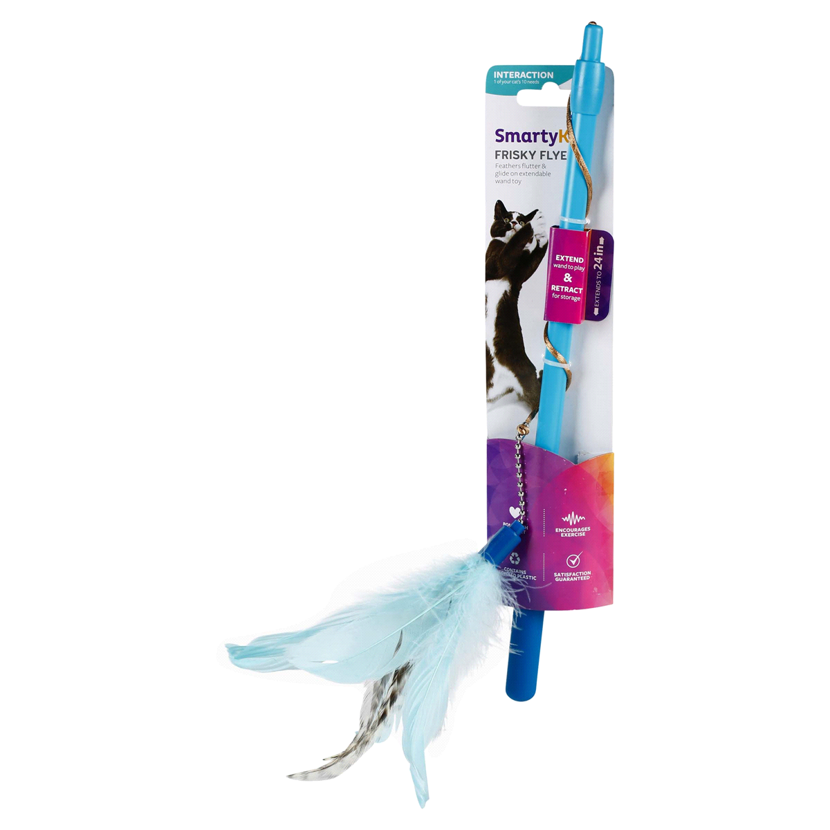 slide 1 of 29, SmartyKat Frisky Flyer Wand Pet Toy, 1 ct