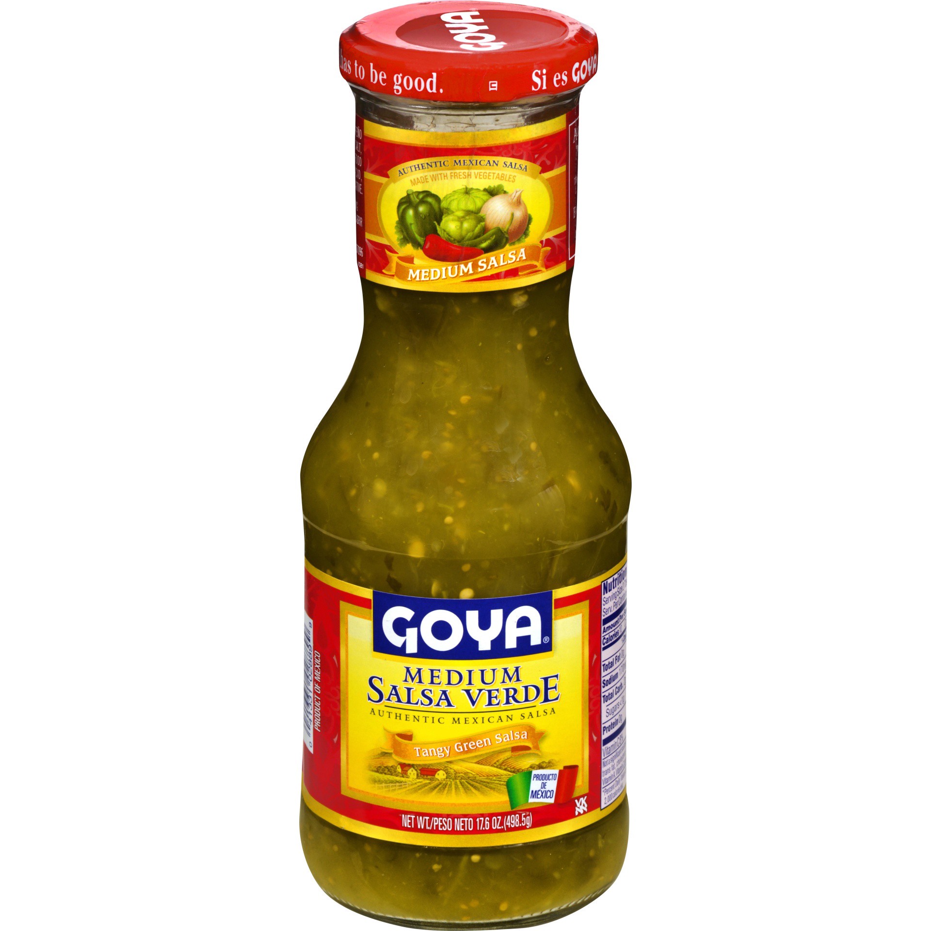 slide 1 of 7, Goya Tangy Green Medium Salsa Verde, 17.6 oz