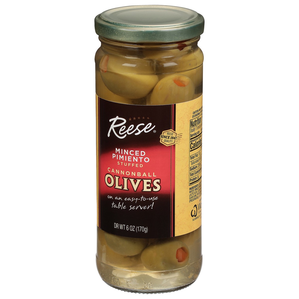 slide 4 of 11, Reese Cannonball Minced Pimiento Stuffed Olives 6 oz, 6 oz