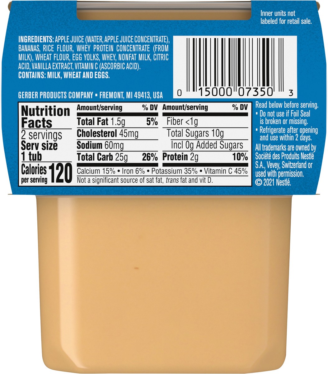 slide 5 of 12, Gerber Vanilla Custard Pudding W/Banana 2-Pack 3.54Oz Cups, 1 ct