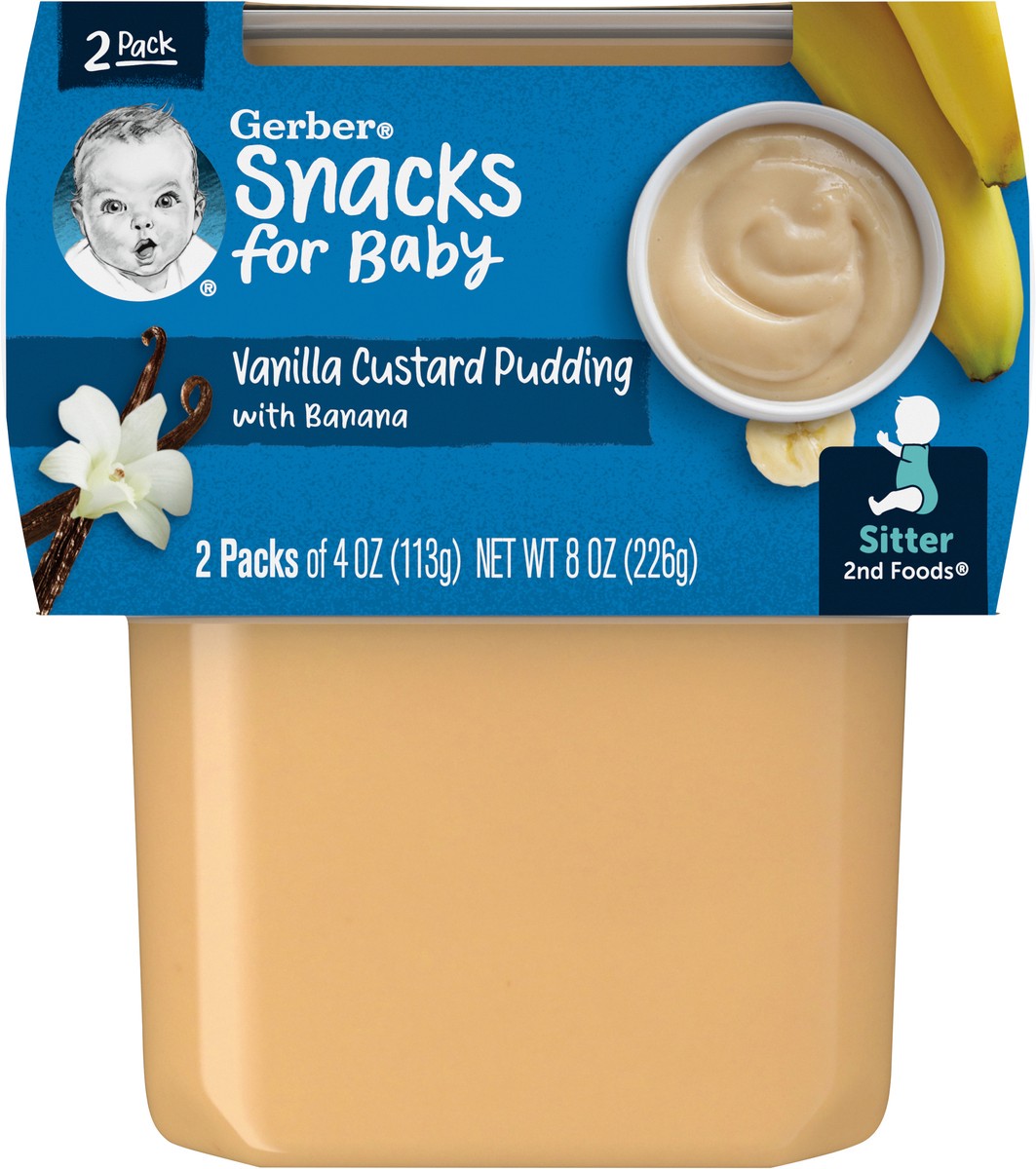 slide 3 of 12, Gerber Vanilla Custard Pudding W/Banana 2-Pack 3.54Oz Cups, 1 ct