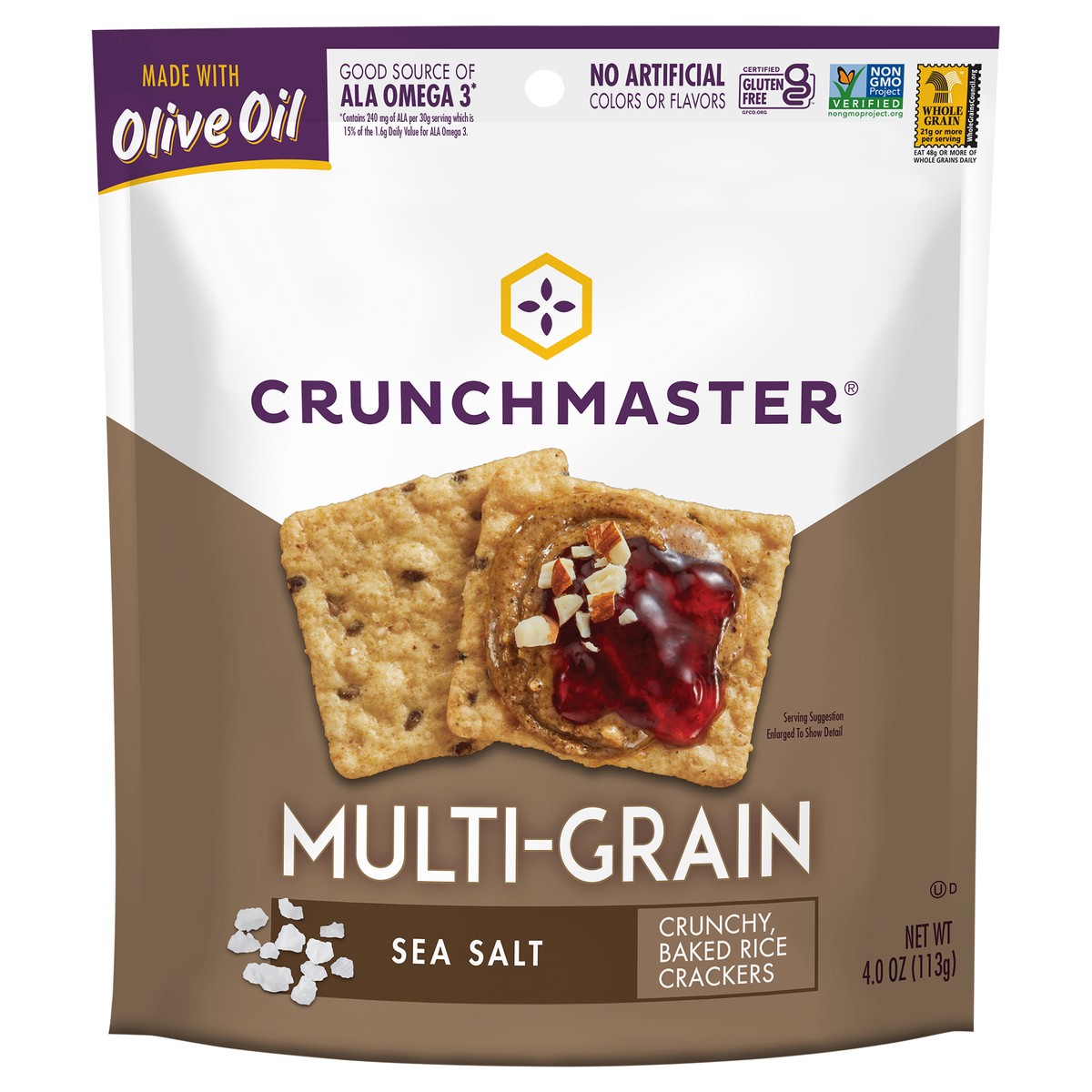 slide 1 of 3, Crunchmaster Multi-Grain Sea Salt Crackers 4.0 oz, 4 oz