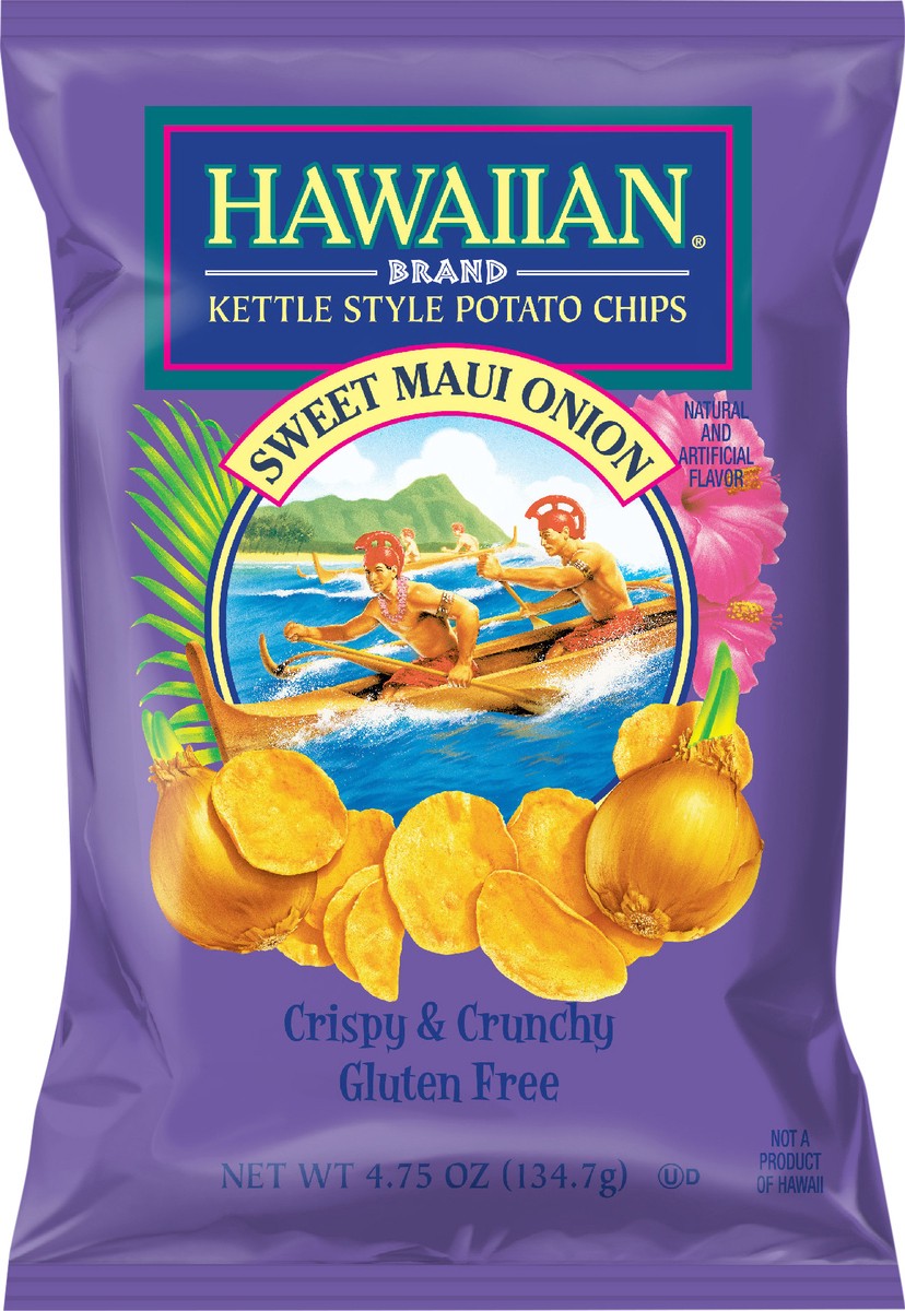 slide 1 of 12, Hawaiian 4.75 oz Hawaiian Brand Sweet Maui Onion Kettle Style Potato Chips, 4.75 oz