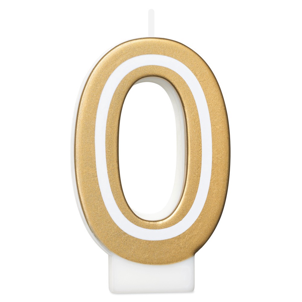 slide 3 of 3, American Greetings Gold Birthday Number Candle Number 0, 1 ct