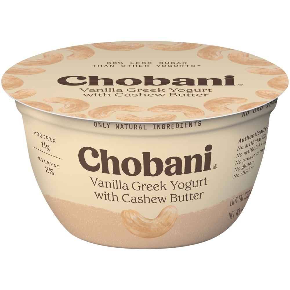 slide 1 of 6, Chobani Vanilla With Cashew Butter Low-Fat Greek Yogurt, 5.3 oz