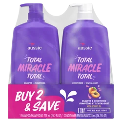 Aussie Total Miracle with Apricot & Macadamia Oil, Paraben Free Shampoo and Conditioner Twin Pack