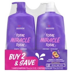 Aussie Total Miracle with Apricot & Macadamia Oil, Paraben Free Shampoo and Conditioner Twin Pack