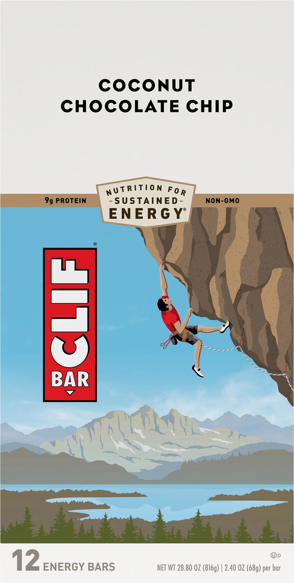 slide 6 of 10, CLIF Coconut Chocolate Chip Energy Bars, 12 ct; 2.4 oz