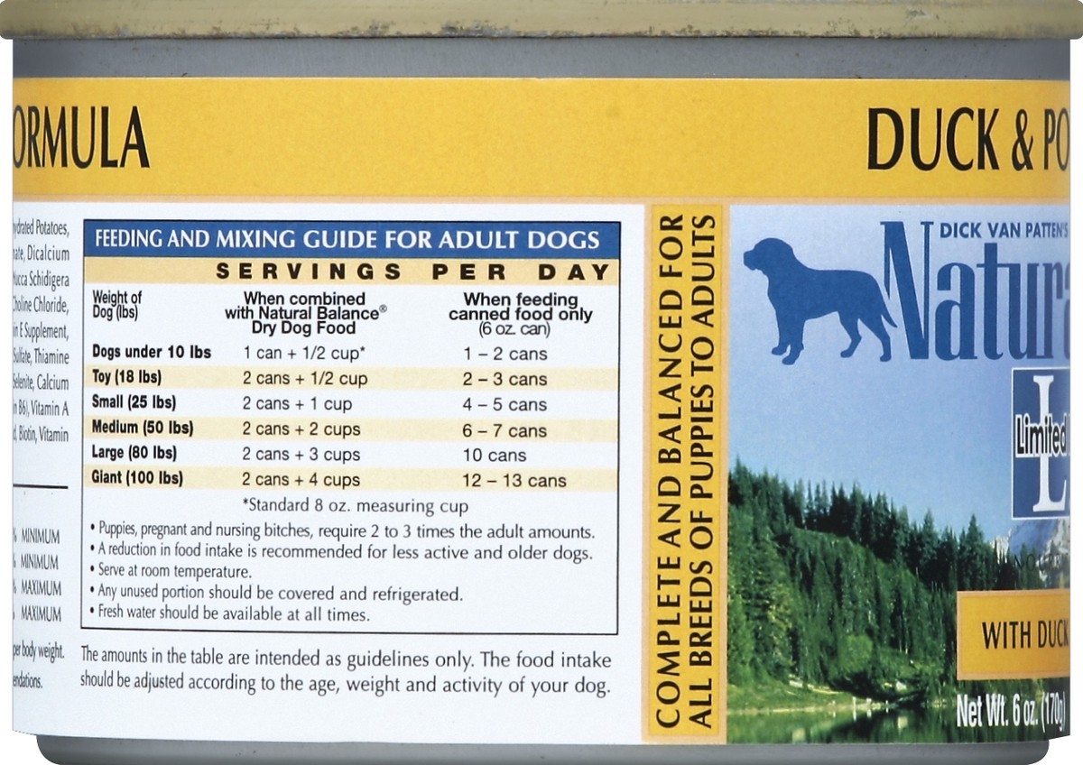 slide 3 of 6, Natural Balance L.I.D. Limited Ingredient Diets Duck & Potato Formula Wet Dog Food, 6-Ounce Can, 6 oz