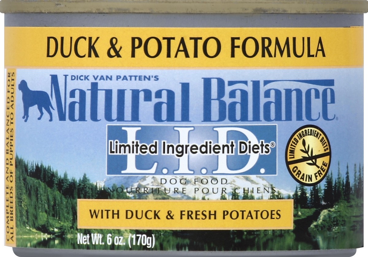 slide 2 of 6, Natural Balance L.I.D. Limited Ingredient Diets Duck & Potato Formula Wet Dog Food, 6-Ounce Can, 6 oz