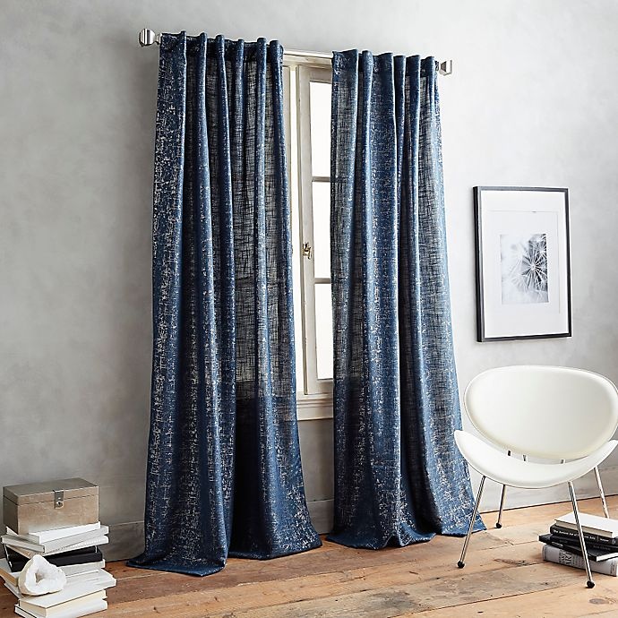 slide 1 of 2, DKNY Urban Luster Back Tab Window Curtain Panel - Navy, 95 in