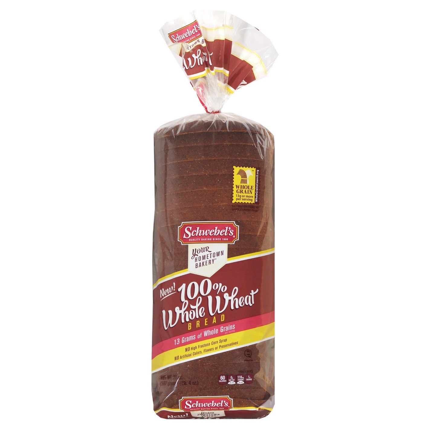 slide 1 of 1, Schwebel's 100% Whole Wheat Bread, 17 oz