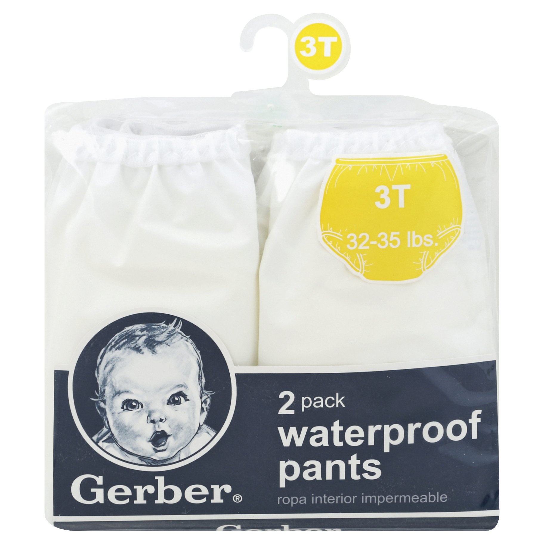 slide 1 of 2, Gerber White Waterproof Pant, 3T