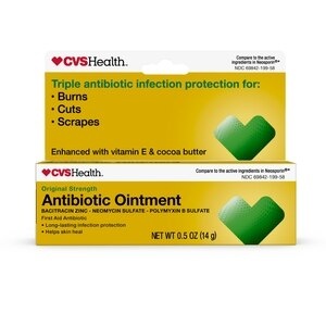 slide 1 of 1, Cvs Health First Aid Triple Antibiotic Ointment, Treats Minor Cuts, Scrapes And Burns, 0.5 oz